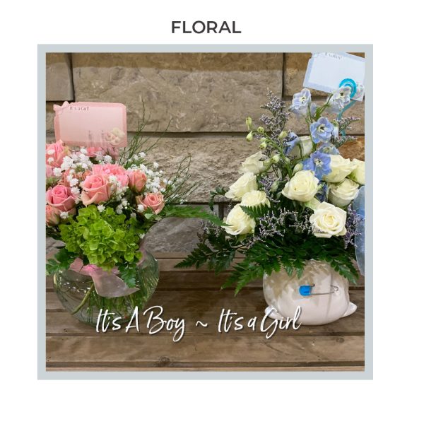 Image of the Trig's Floral It's a Boy ~Girl floral arrangement for the new family.