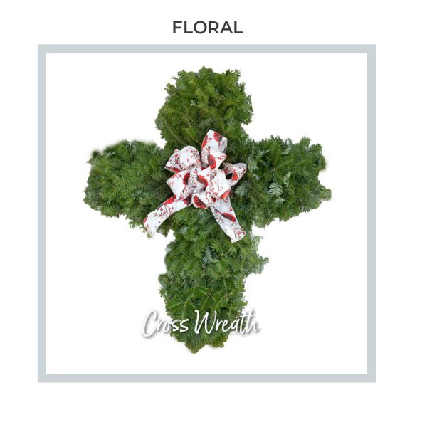Image of the Trig's floral and home cross wreath