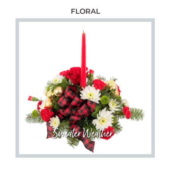 Image showing the Sweater Weather Christmas arrangment available at Trig's Floral and Home