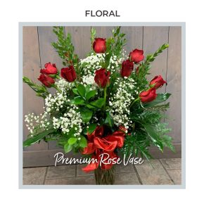 Image of the Premium Rose Vase arrangement by Trig's Floral and Home.