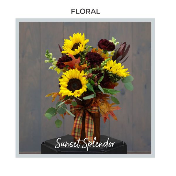 Image of the Fall Trig's Floral and Home Sunset Splendor arrangement.