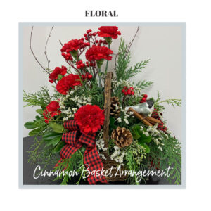 Image of the Cinnamon Basket Arrangement deluxe size by Trig's Floral and HOme.