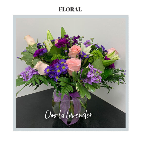 Image of the deluxe Ooo La Lavender arrangement from Trig's Floral and Home